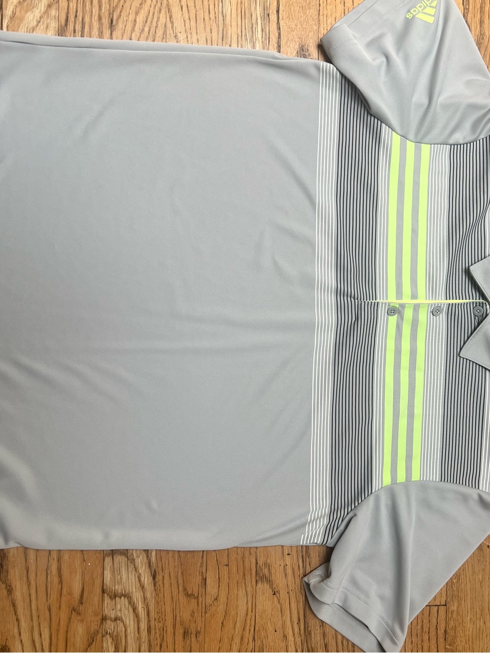 Two golf polos -one grey Polo with Neon Yellow Stripe ,a solid white adidas polo - Picture 3 of 5